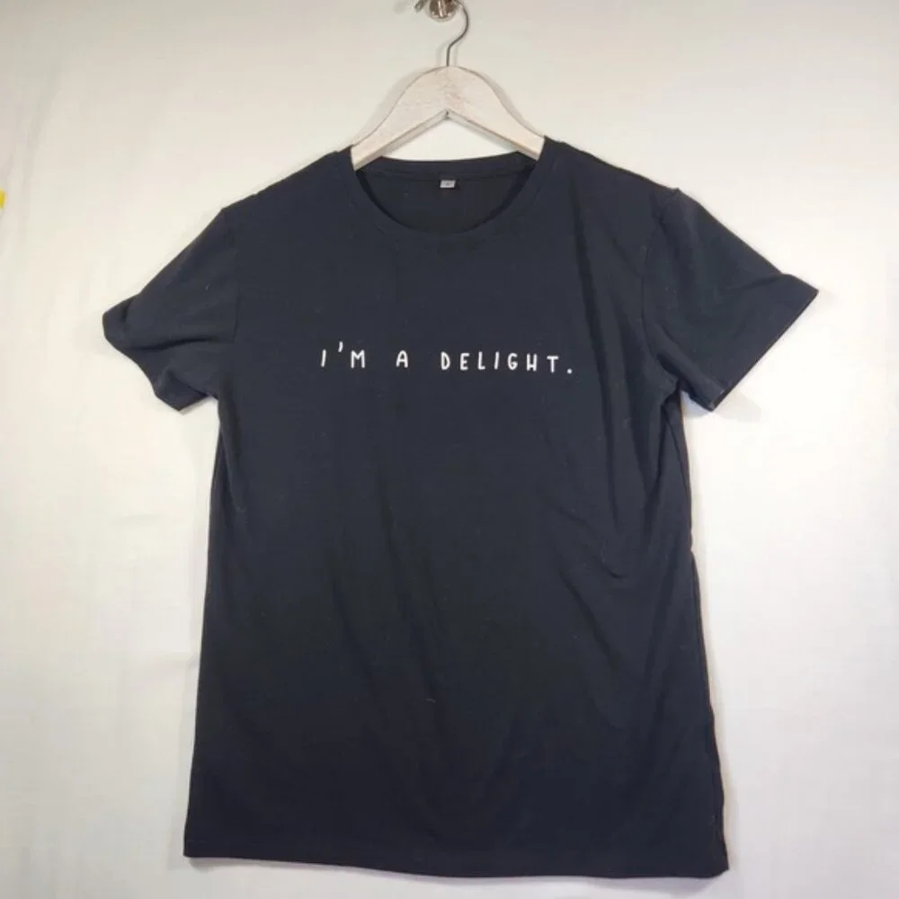 I'm A Delight Graphic T-Shirt Black Short Sleeve Crew Neck S - Picture 1 of 6